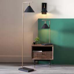 Zeta Matt Black and Antique Brass Floor Lamp - thumbnail 1