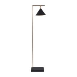 Zeta Matt Black and Antique Brass Floor Lamp - thumbnail 2