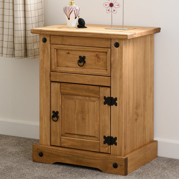 Corona 1 Drawer & 1 Door Bedside Table, Pine - image 1