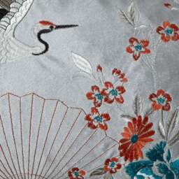 Embroidered Crane Silver Cushion Cover - thumbnail 2