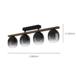 EGLO Filago Ombre Glass 3 Light Flush Ceiling Light - thumbnail 3