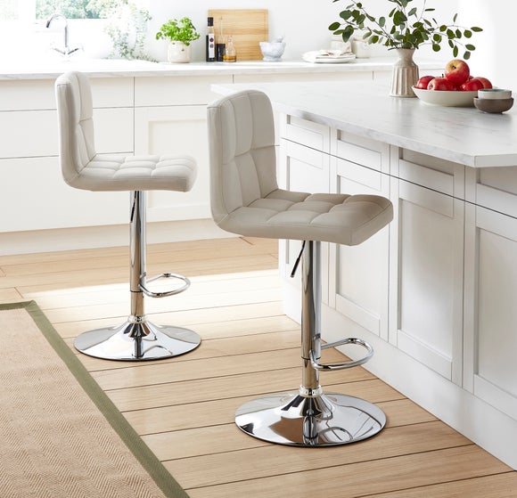 Jasmine Adjustable Height Swivel Bar Stool, Faux Leather - image 1