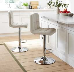 Jasmine Adjustable Height Swivel Bar Stool, Faux Leather - thumbnail 1