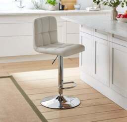 Jasmine Adjustable Height Swivel Bar Stool, Faux Leather - thumbnail 2