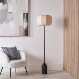 Pacific Lifestyle Oscar Metal and Linen Structured Floor Lamp