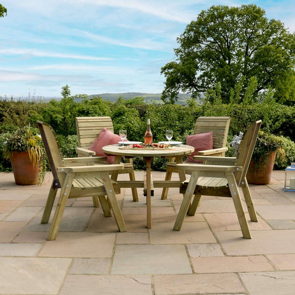 Freya 4 Seater Round Wooden Garden Dining Set - image 1