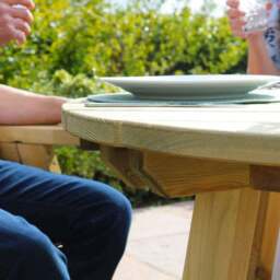 Freya 4 Seater Round Wooden Garden Dining Set - thumbnail 4