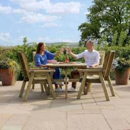 Freya 4 Seater Round Wooden Garden Dining Set - thumbnail 3
