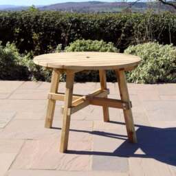 Freya 4 Seater Round Wooden Garden Dining Set - thumbnail 6