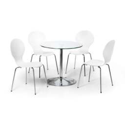 Kudos 4 Seater Round Glass Top Pedestal Dining Table, Silver - thumbnail 5