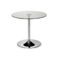 Kudos 4 Seater Round Glass Top Pedestal Dining Table, Silver - thumbnail 2