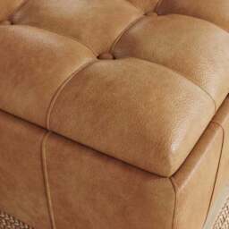 Holland Quilted Faux Leather Tray Table Ottoman - thumbnail 3