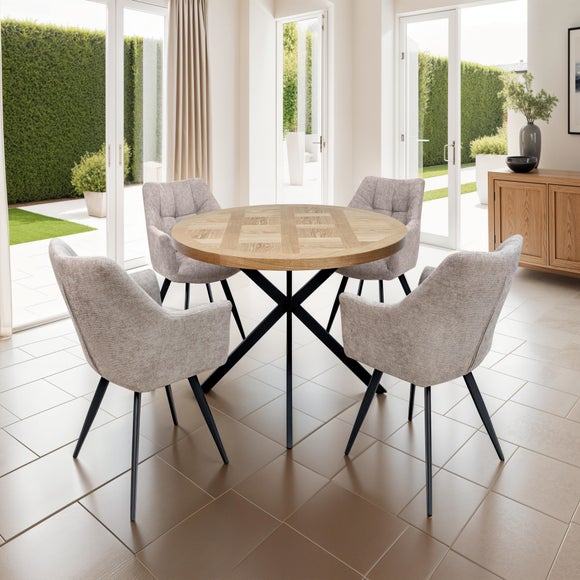 Carson Round 4 Seater Dining Table, Brown - image 1