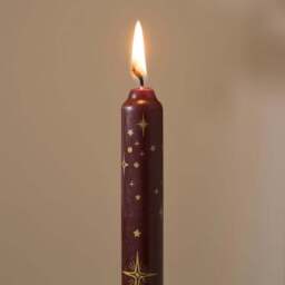Set of 2 Burgundy & Gold Celestial Taper Candles - thumbnail 2