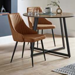 Shea Set of 2 Dining Chairs, Faux Leather - thumbnail 1