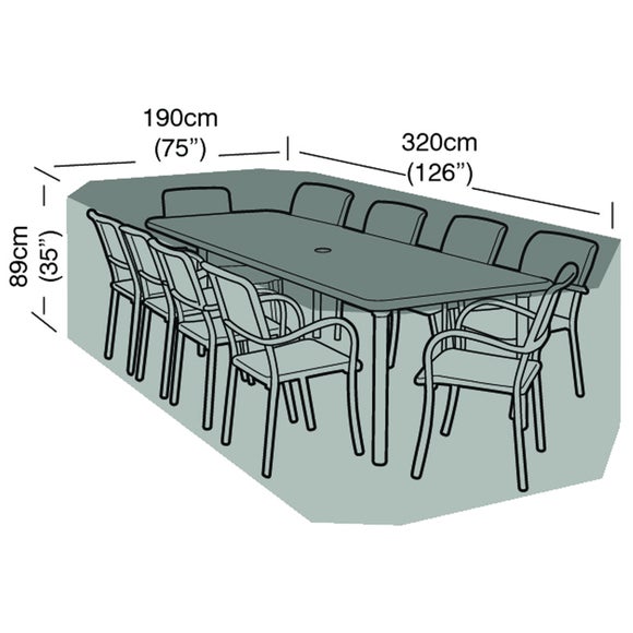 8-10 Seater Rectangular Gardem Furniture Set Super Tough Cover - image 1