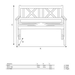Cambridge 2 Seater Acacia Wood Bench - thumbnail 5