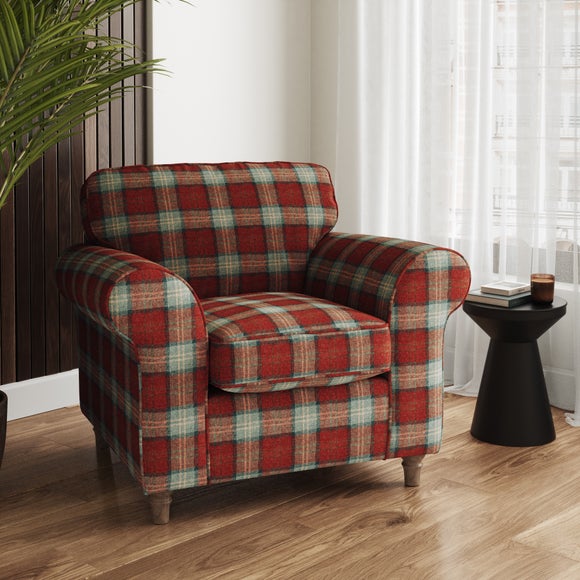 Flori Woven Check Fabric Orkney Armchair - image 1