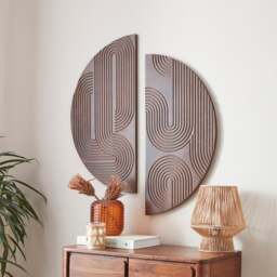 Set of 2 Khari Carved Mango Wood Wall Art - thumbnail 1