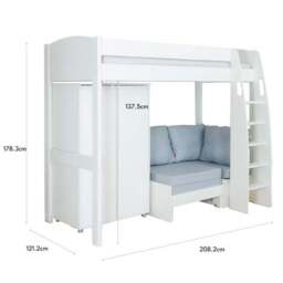 Uno High Sleeper with Corner Sofa And Wardrobe Pine - thumbnail 4