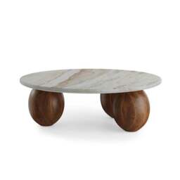 Buffie Coffee Table, Marble and Mango Wood - thumbnail 4