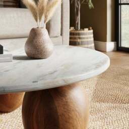 Buffie Coffee Table, Marble and Mango Wood - thumbnail 2