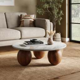 Buffie Coffee Table, Marble and Mango Wood - thumbnail 1