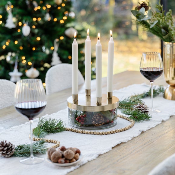 Metal Candlestick Holder with Glass Bowl - image 1
