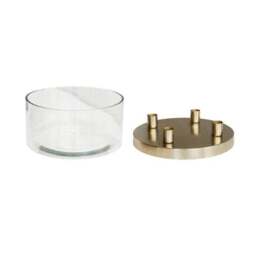 Metal Candlestick Holder with Glass Bowl - thumbnail 3