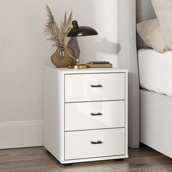 Wiemann Kahla Glass Fronted 3 Drawer Bedside Table - image 1