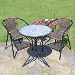 Summer Terrace Atlanta Round Bistro Table with 2 Springdale Chairs - thumbnail 1