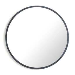 Brushed Metal Effect Pewter Grey Round Wall Mirror - thumbnail 2