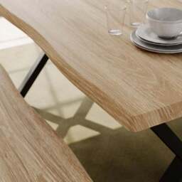 Ezra II 6 Seater Rectangular Dining Table with 2 Benches - thumbnail 3