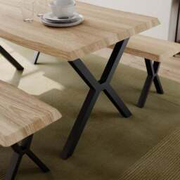 Ezra II 6 Seater Rectangular Dining Table with 2 Benches - thumbnail 4