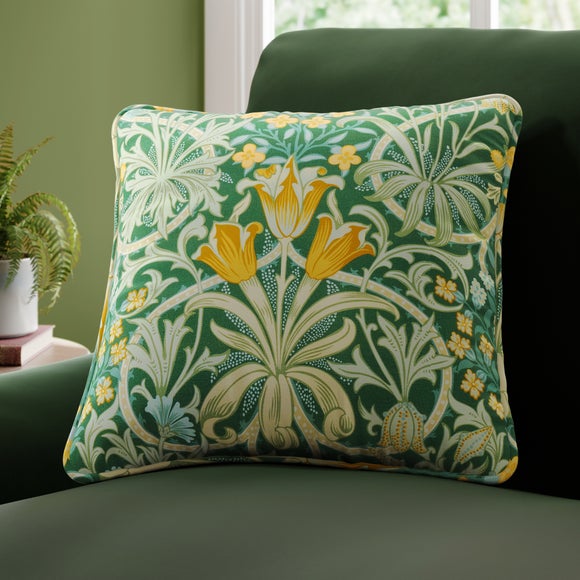 William Morris At Home Woodland Weeds Evergreen Cotton Made to Measure Cushion Cover - image 1