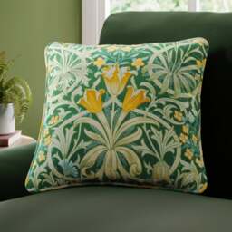 William Morris At Home Woodland Weeds Evergreen Cotton Made to Measure Cushion Cover - thumbnail 1