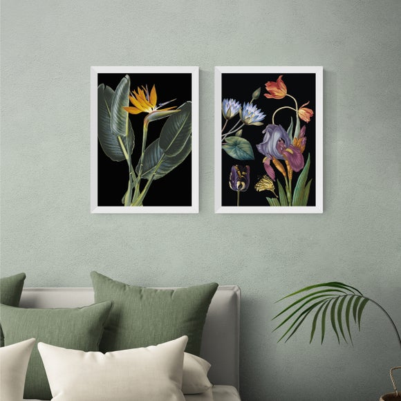 East End Prints Set of 2 Dark Florals Prints - image 1