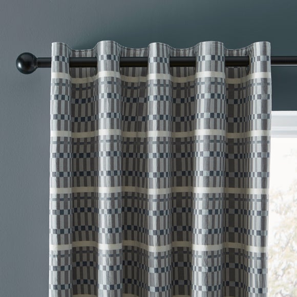 Ash Geometric Blackout Eyelet Curtains - image 1
