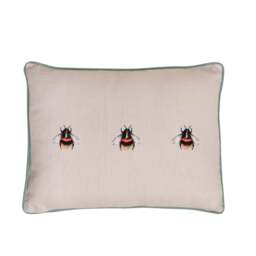 Meg Hawkins Bee Rectangular Cushion with Wooden Buttons - thumbnail 1