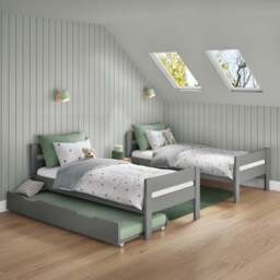 Compact Wooden Bunk Bed With Open Trundle - thumbnail 2