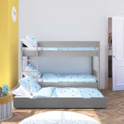 Compact Wooden Bunk Bed With Open Trundle - thumbnail 1