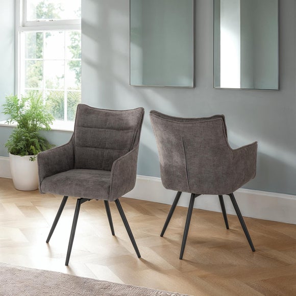 Lewis Set of 2 Carver Swivel Dining Chairs, Fabric - image 1