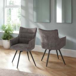 Lewis Set of 2 Carver Swivel Dining Chairs, Fabric - thumbnail 1