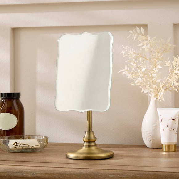 Classic Antique Brass Pedestal Mirror - image 1