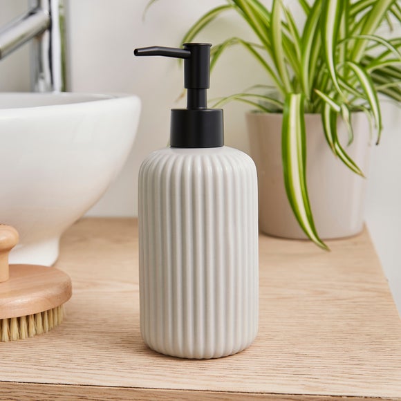 Ceramic Ribbed Soap Dispenser - image 1