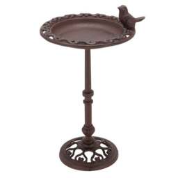 Fallen Fruits Standing Cast Iron Bird Bath with Bird - thumbnail 2