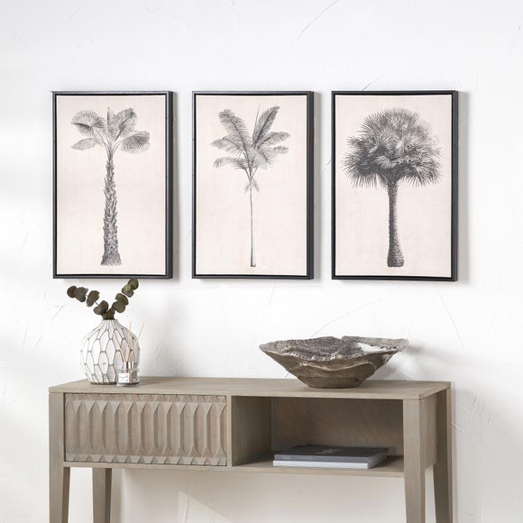 Set of 3 Monochrome Palm Print Framed Canvases - image 1