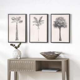 Set of 3 Monochrome Palm Print Framed Canvases - thumbnail 1