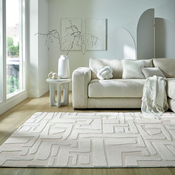 Boucle Carved Faux Fur Rug - image 1