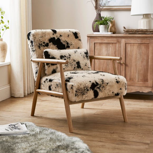 Wood Upholstered Brown Cow Print Office Chair Cow Print Cowhide